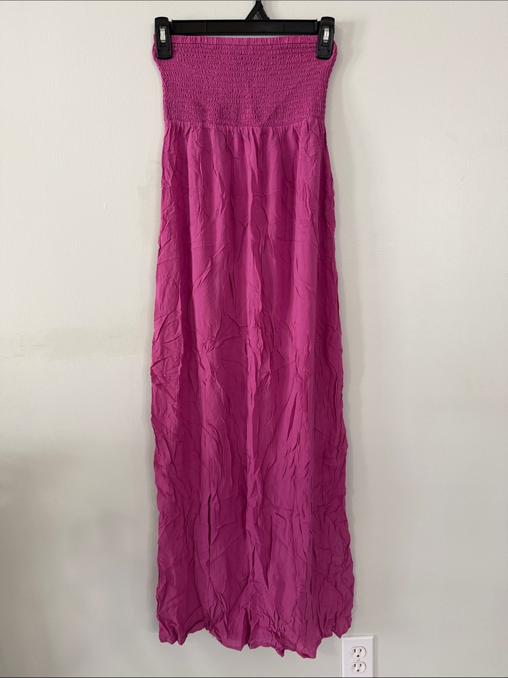 Forever 21 Strapless Smocked Maxi Dress in Magenta